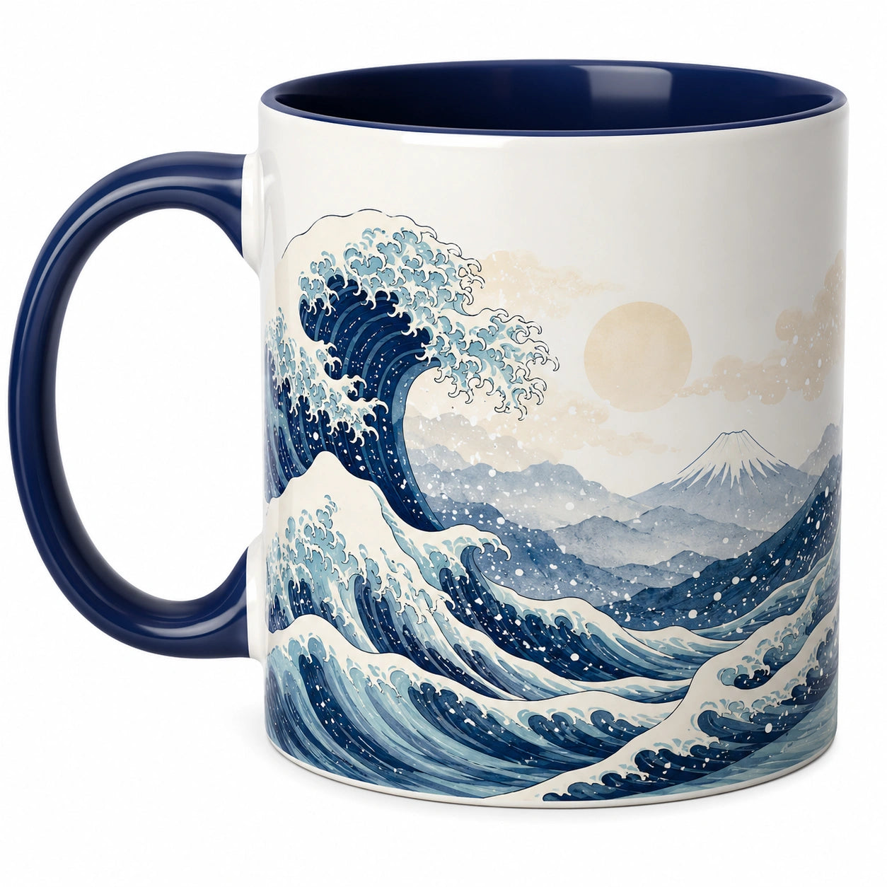 Tasse en céramique motif Grande Vague 350ml bleu