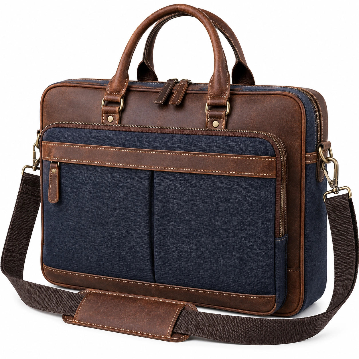 Sacoche pour ordinateur portable bleu et marron