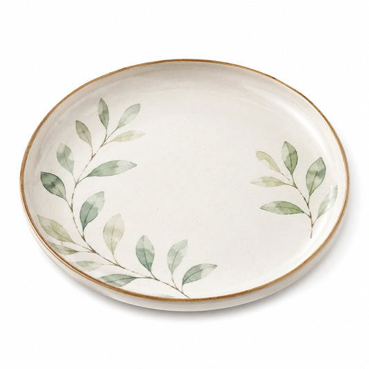 Assiette en céramique avec motif de feuilles 27 cm
