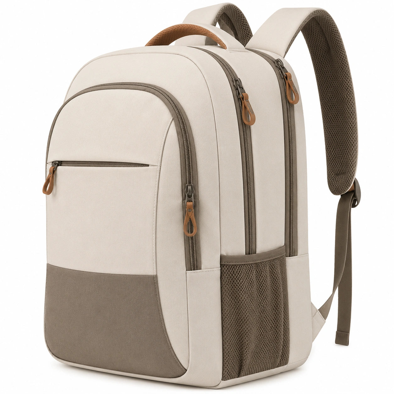 Sac à dos moderne beige et marron pour ordinateur portable 15 pouces