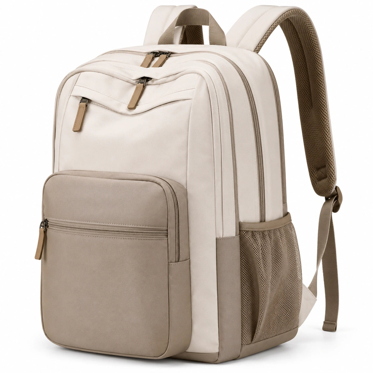 Sac à dos ordinateur 15 pouces beige et marron