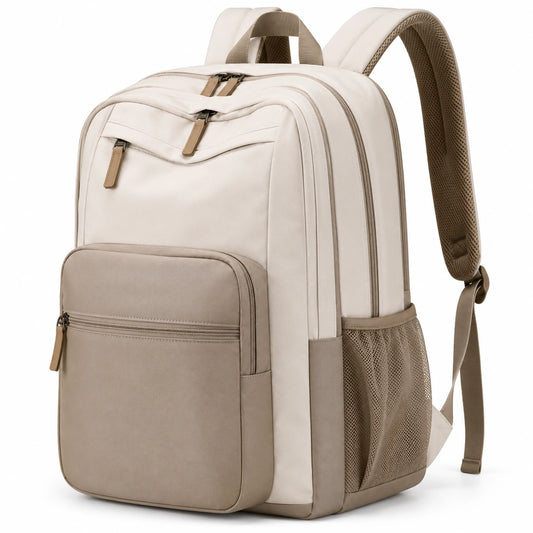 Sac à dos ordinateur 15 pouces beige et marron