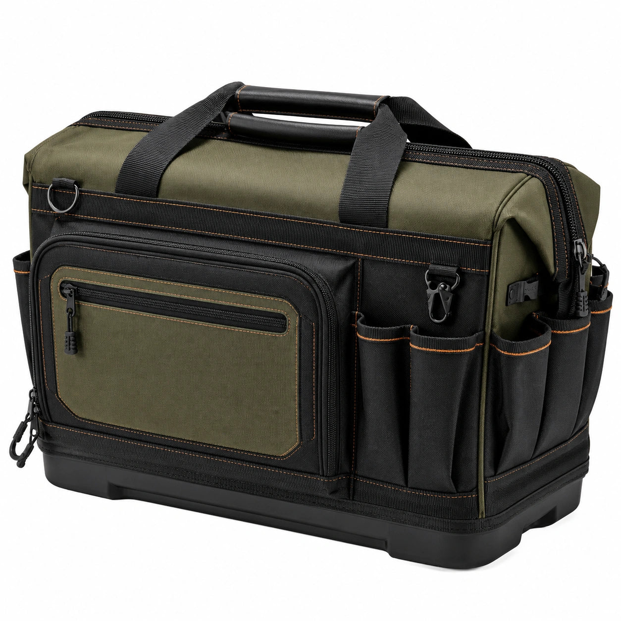 Sac de rangement multi-poches rigide vert et noir