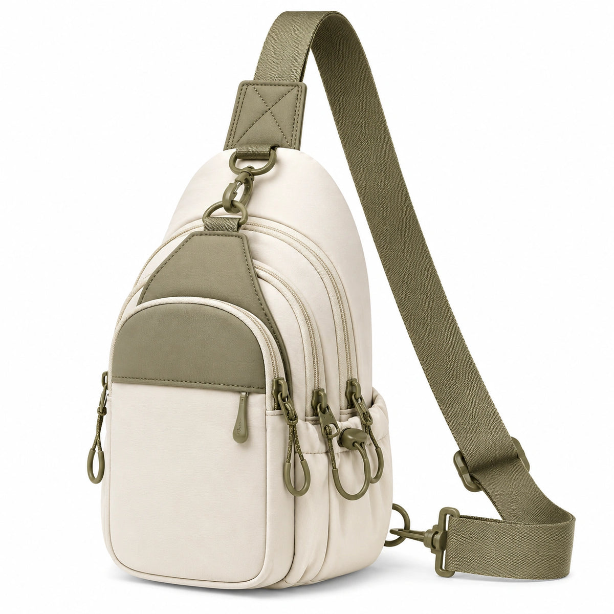 Sacoche à bandoulière ergonomique beige et kaki pour usage quotidien