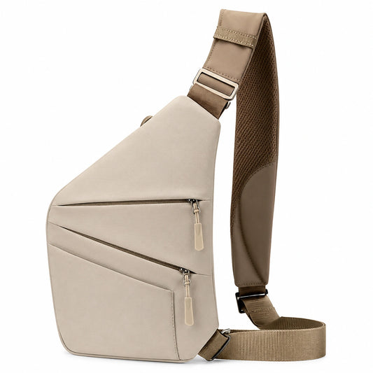 Sac à bandoulière ergonomique beige à poches multiples