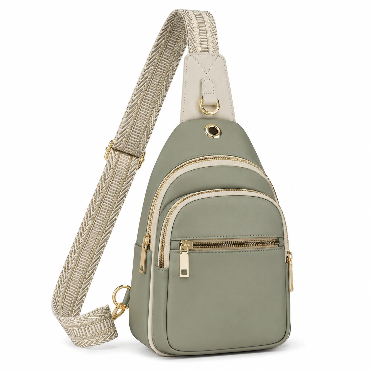Sac à dos croisé vert menthe avec sangle réglable