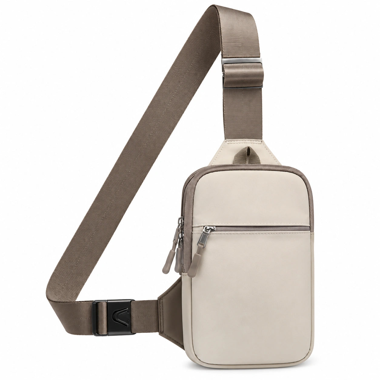 Sacoche à bandoulière unisexe beige avec design moderne