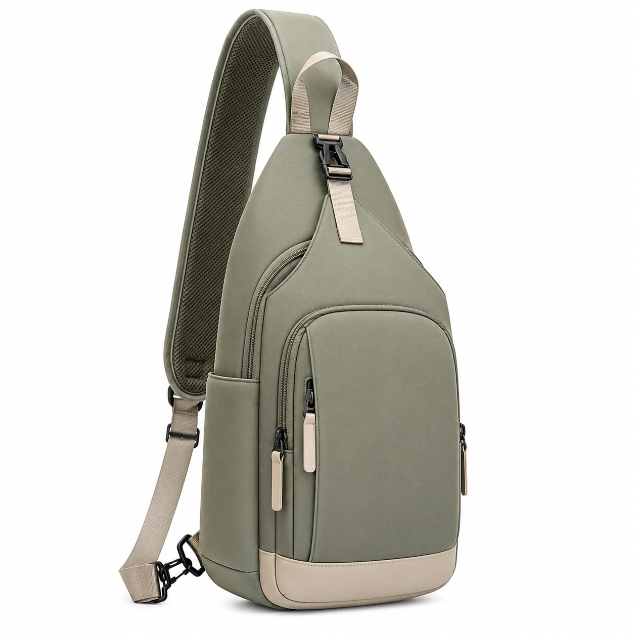 Sac à bandoulière moderne unisexe vert kaki et beige