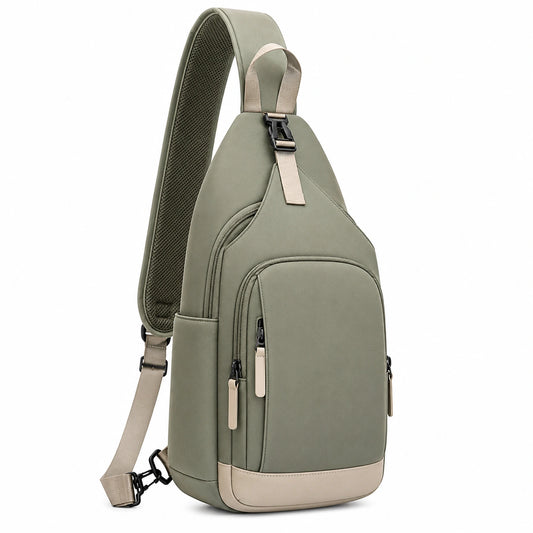 Sac à bandoulière moderne unisexe vert kaki et beige