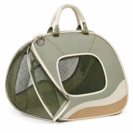 Sac de transport pliable pour animaux - Vert/Beige