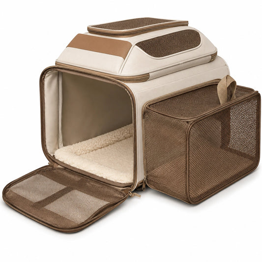 Transporteur Extensible pour Animaux Beige et Marron