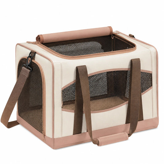 Sac de transport pliable pour animaux Beige et Marron