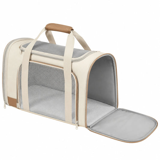 Sac de Transport pour Animaux Domestiques Beige et Gris