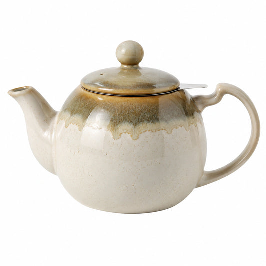 Théière en céramique émaillée 1200ml Beige/Marron