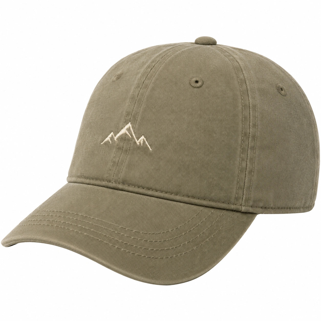 Casquette kaki avec broderie de montagne