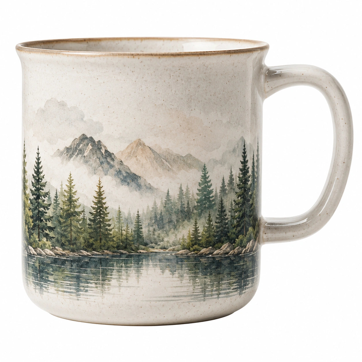 Tasse en céramique avec motif de montagne et forêt, 350 ml