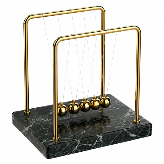 Pendule de Newton Dorée avec Base en Marbre Noir