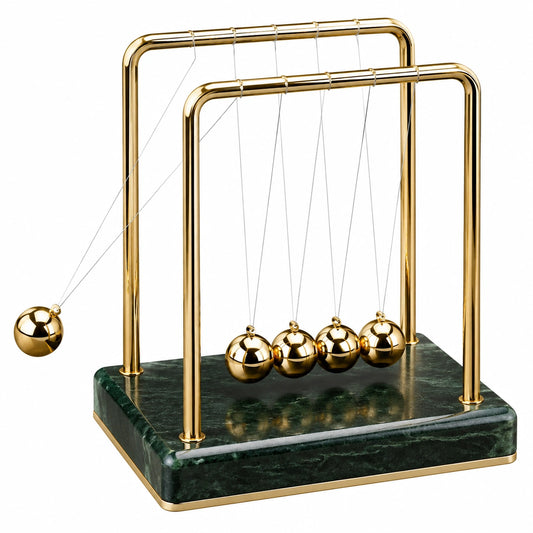 Pendule de Newton doré avec base en marbre