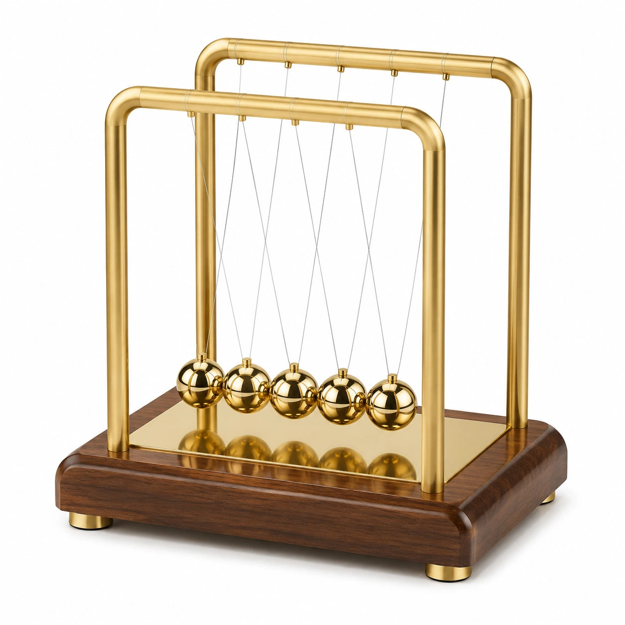 Pendule de Newton Équilibre en Or et Bois