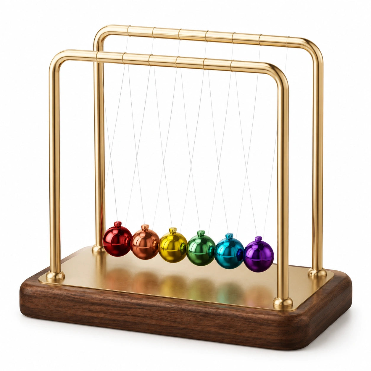 Pendule de Newton Arc-en-Ciel avec Base en Bois