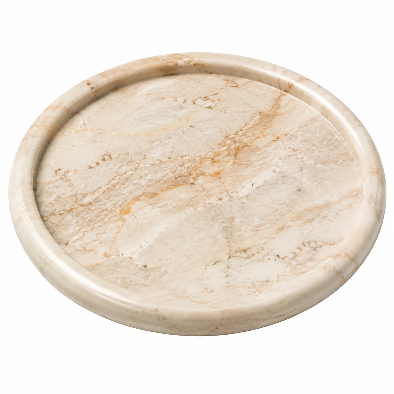 Plateau Rond en Marbre Beige