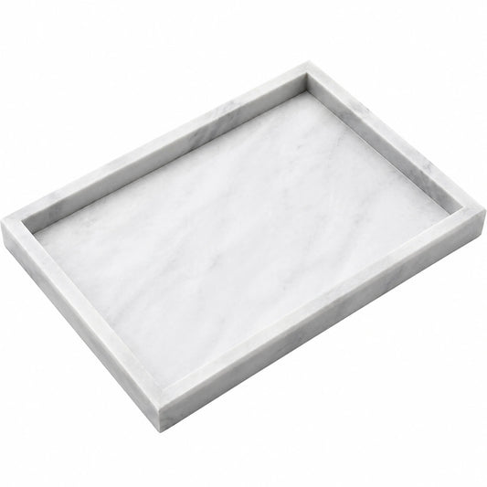 Plateau rectangulaire en marbre blanc élégant 30x20 cm