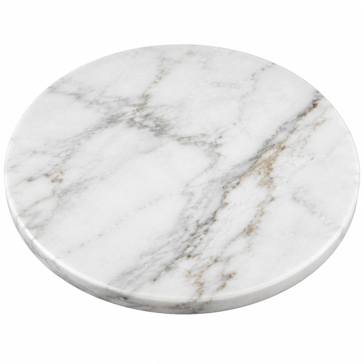 Plateau de Service Rond en Marbre Blanc 30 cm