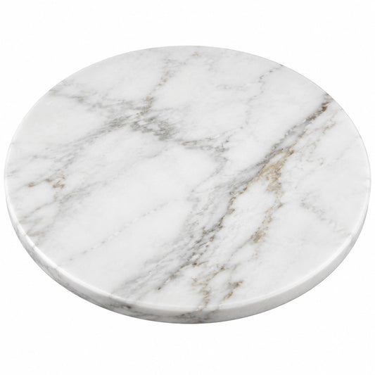 Plateau de Service Rond en Marbre Blanc 30 cm