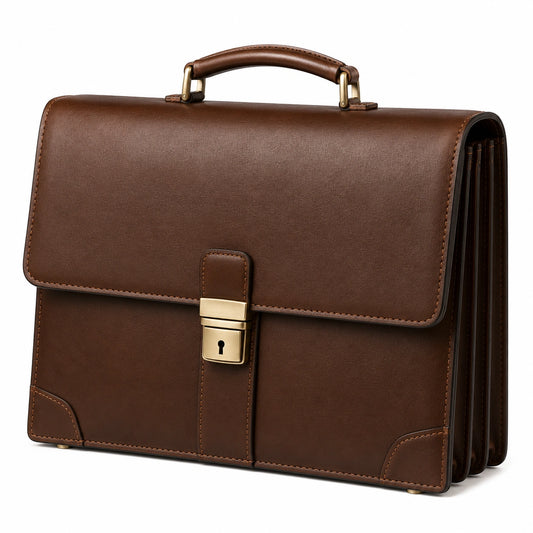Serviette classique marron avec verrouillage métal