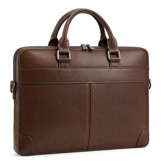Mallette pour ordinateur portable 15 pouces marron avec bandoulière