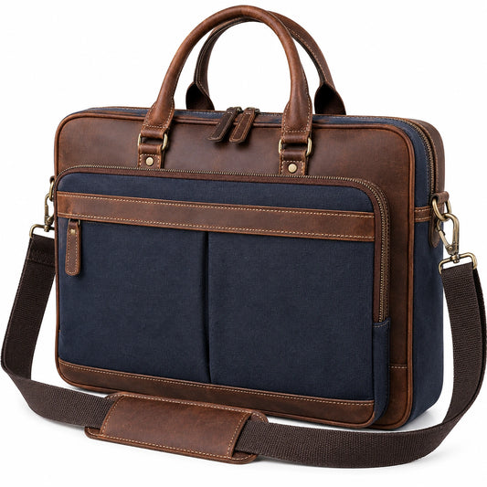 Sacoche pour ordinateur portable bleu et marron