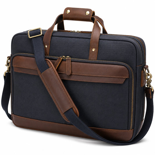 Sacoche pour ordinateur portable noir et marron avec bandoulière