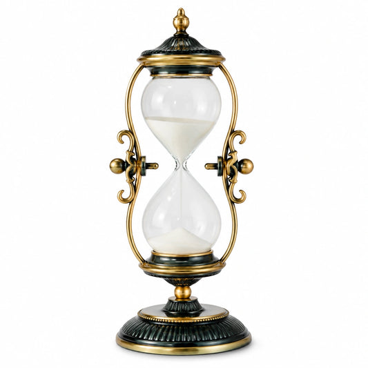 Sablier Décoratif Vintage en Métal Doré