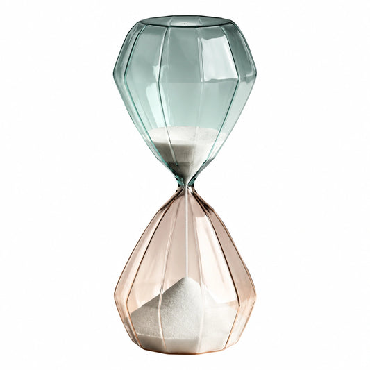 Sablier Décoratif en Verre Vert et Rose