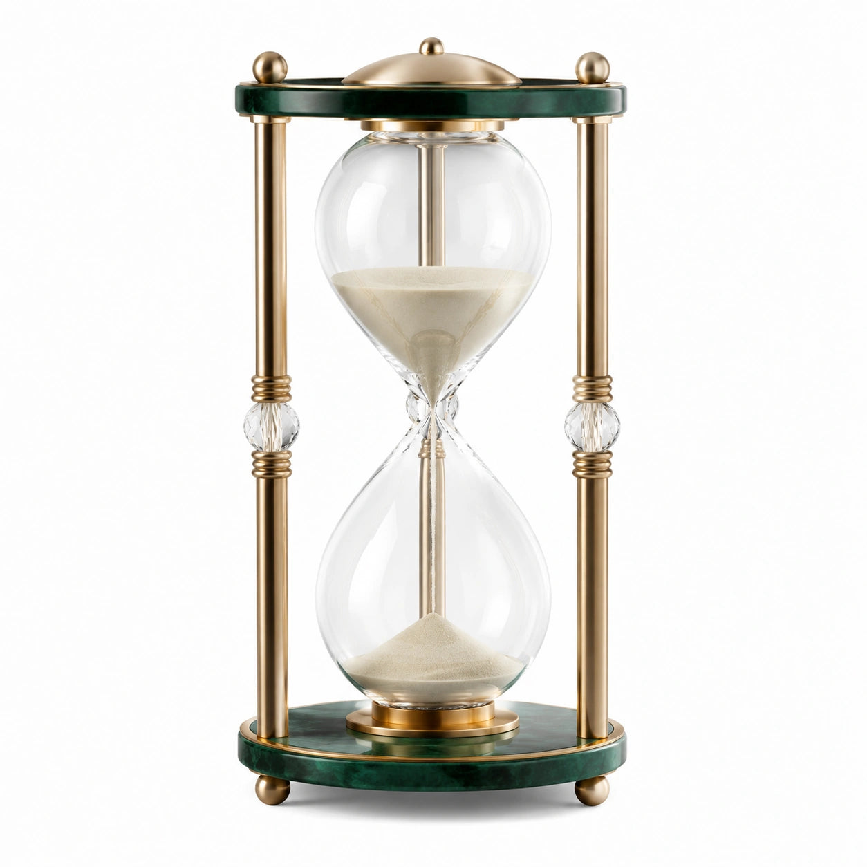 Sablier décoratif élégant doré et vert