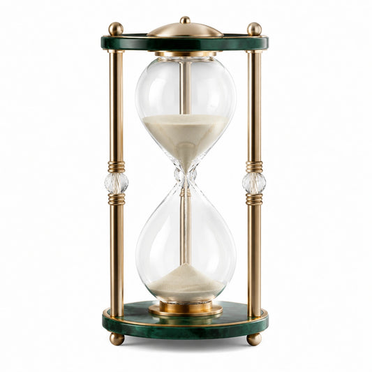 Sablier décoratif élégant doré et vert