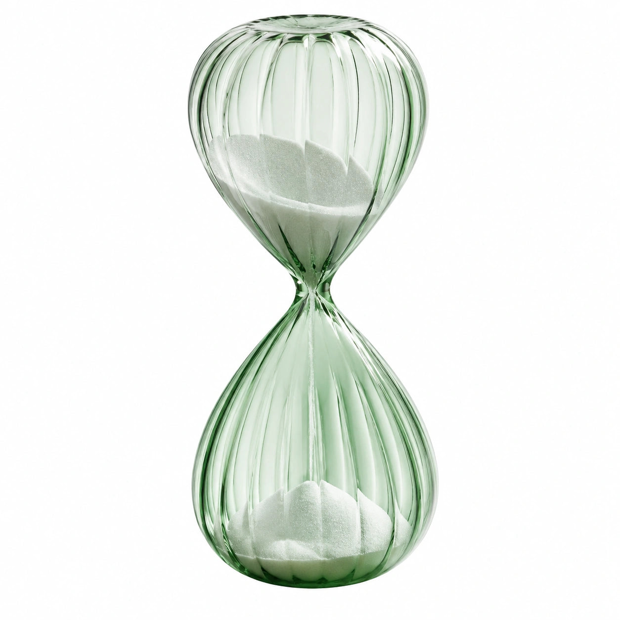 Sablier d'art en verre vert avec sable blanc