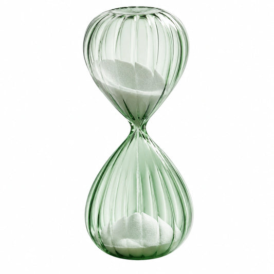 Sablier d'art en verre vert avec sable blanc